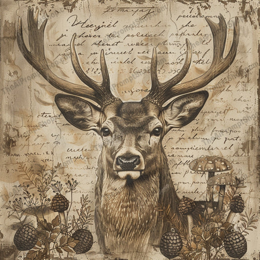 Rustic Woodland Animals Illustration AI MidJourney Image Prompt, 8243botanical art, deer, detailed, earthy tones, enchanting, forest, fox, home decor, nature, nostalgic, portraitmidjourney, rabbit, raven, rustic, vintage, wildlife, woodland animals illustration
