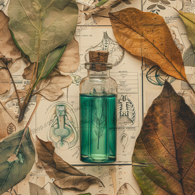 Vintage Botanical Elixir Art AI MidJourney Image Prompt, 8661Ai, Ai Image Prompt, antique, apothecary, art, botanical, bottles, brown leaves, detailed, dragonfly, earthy tones, elixir, Florals, green bottle, handwritten notes, herbs, illustration, Image Prompt, lavender, midjourney, natural aesthetic, pink elixir, plants, Prompt, purple flowers, rustic, vintage