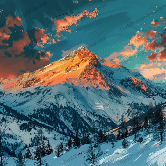 AI MidJourney Image Prompt, Winter's Warm Glow, 4719