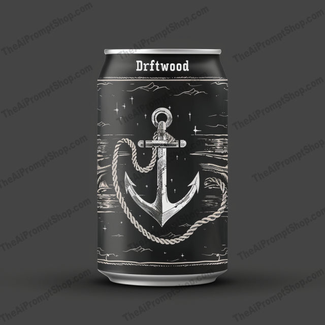 Nautical Themed Beverage Can Designs AI MidJourney Image Prompt, 9122 Mockups - Products, midjourney, nautical, beverage can, design, anchor, lighthouse, stormy seas, mythical creatures, monochrome, sea, ocean, nautical theme, waves, black and white, detailed illustration, graphic design, packaging, branding, artwork, marine, maritime, Midjourney, Ai, Ai Image Prompt, Image Prompt, Prompt