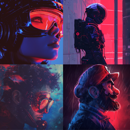 Neon Dreams and Cybernetic Echoes AI MidJourney Image Prompt, Character Art, 4246