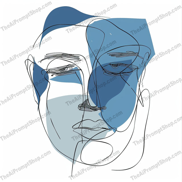 Minimalist Line Art AI MidJourney Image Prompt, 9611 — A minimalist line art style featuring continuous lines with vibrant color blocks — product preview image 4