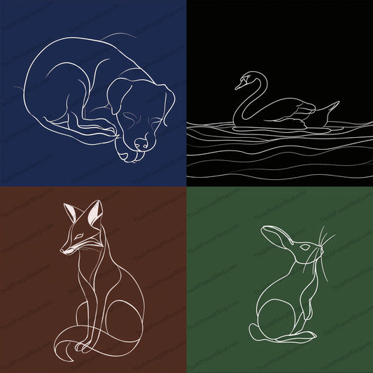 Minimalist Animal Line Art AI MidJourney Image Prompt, 8819 Animals, midjourney, minimalist, line art, animal, dog, swan, fox, rabbit, outline, simple, elegant, art, design, contrast, background colors, essence, visual appeal, decor, modern, stylish, contemporary, creative, Midjourney, Ai, Ai Image Prompt, Image Prompt, Prompt