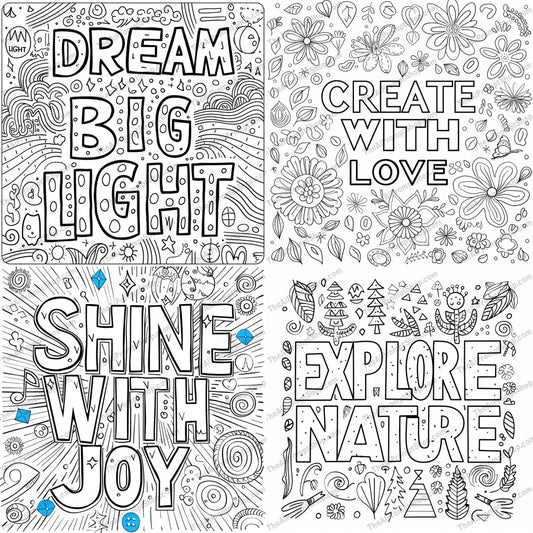 Inspirational Coloring Page AI MidJourney Image Prompt, 9358 Coloring Pages, midjourney, coloring page, black and white, inspirational, motivational, detailed design, patterns, doodles, art therapy, creative, DIY, crafts, lettering, typography, self-care, relaxation, mindfulness, decorative, floral elements, nature, quotes, Midjourney, Ai, Ai Image Prompt, Image Prompt, Prompt