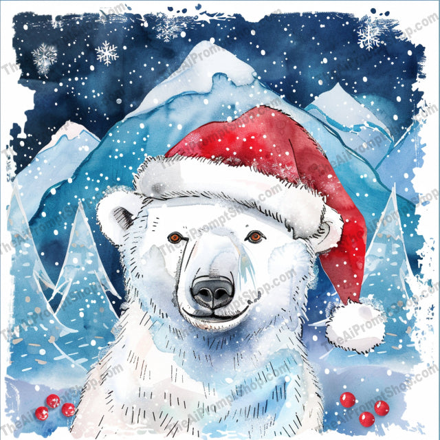 Winter Wonderland Animals AI MidJourney Image Prompt, 8666Ai, Ai Image Prompt, Animals, art, Christmas, cozy, cute, festive, forest, holiday, igloo, illustration, Image Prompt, magic, midjourney, penguin, polar bear, Prompt, rabbit, reindeer, Santa hat, snow, snowflakes, snowy scene, watercolor, winter