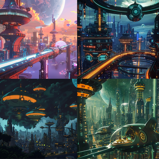 AI MidJourney Image Prompt, Futuristic Metropolis Dreamscape, 5158