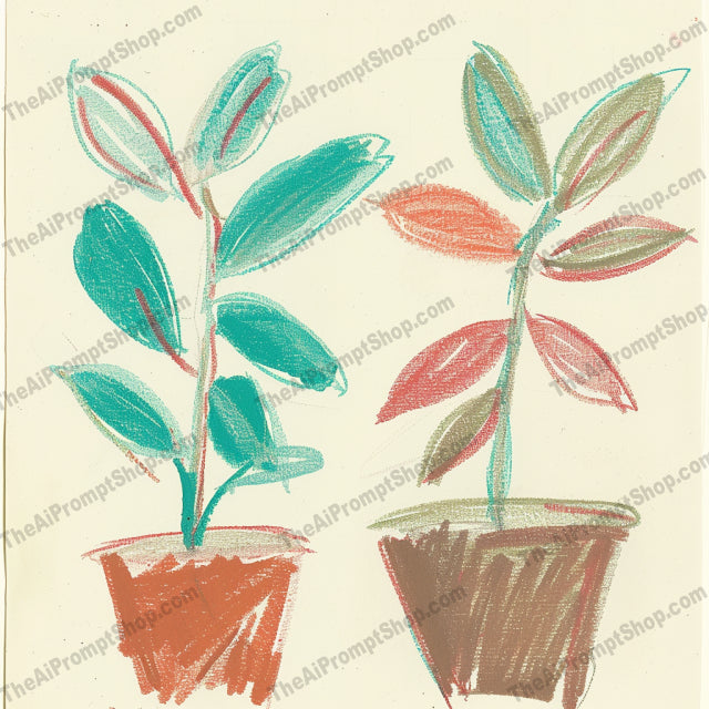 Vibrant Potted Plants Art AI MidJourney Image Prompt, 9609 — A vibrant and colorful single image of various potted plants — product preview image 3