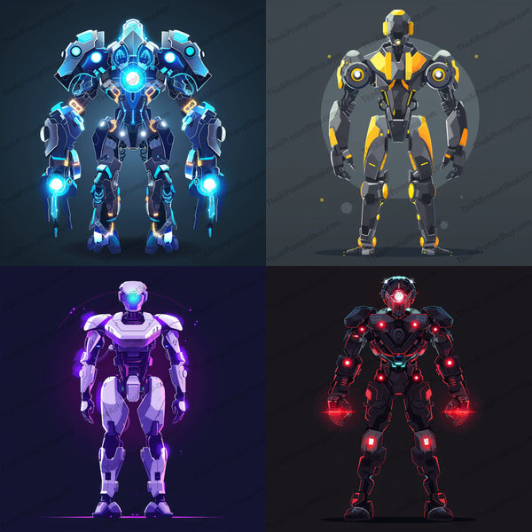 Futuristic robots illustration created from an AI image prompt.