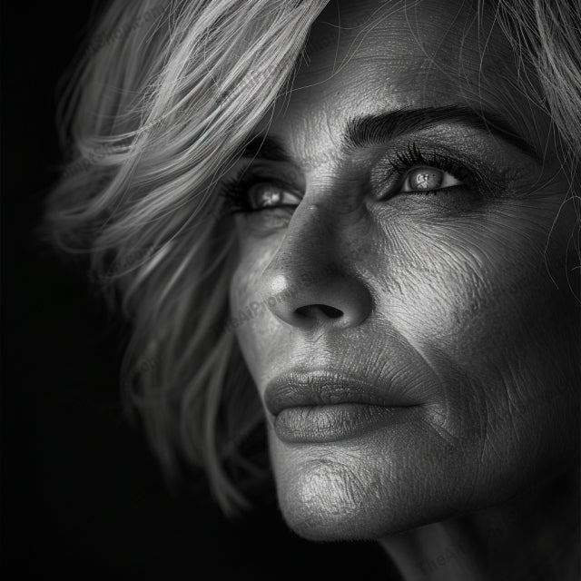 Dark & Mysterious Portrait AI MidJourney Image Prompt, 9603 — A captivating portrait in dark and mysterious tones, focusing on hair and texture — product preview image 2
