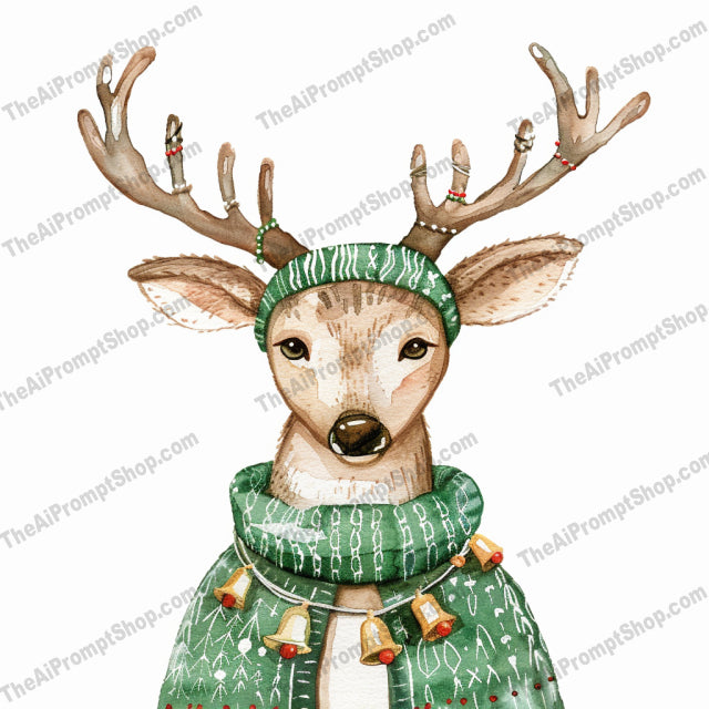 Winter Holiday Animal Illustration AI MidJourney Image Prompt, 8392