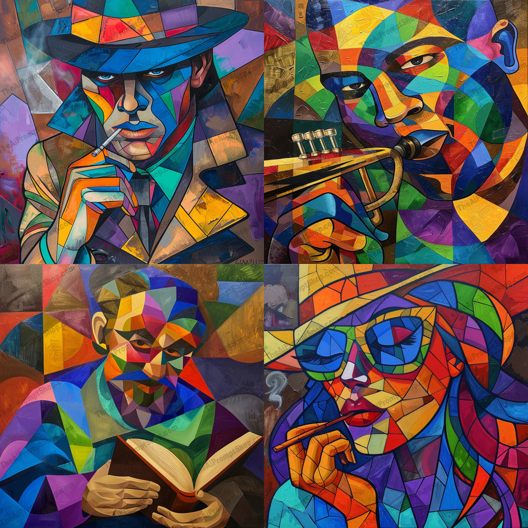 Vibrant Geometric Portraits AI MidJourney Image Prompt, 9018 Portraits & People, midjourney, vibrant portraits, geometric art, colorful art, modern art, abstract portraits, bold colors, expressive art, dynamic art, art collection, portrait illustrations, unique style, contemporary art, artistic expressions, abstract figures, visual art, artistic design, colorful patterns, expressive portraits, creative art, modern illustrations, Midjourney, Ai, Ai Image Prompt, Image Prompt, Prompt