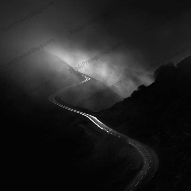 Eerie Nightscapes AI MidJourney Image Prompt, 9257 Landscapes & Paintings, midjourney, eerie, nightscape, haunting, black-and-white, serene, mysterious, dark, enigma, emotional, beautiful, night, photography, landscape, art, moody, dramatic, solitude, tranquility, noir, ominous, Midjourney, Ai, Ai Image Prompt, Image Prompt, Prompt