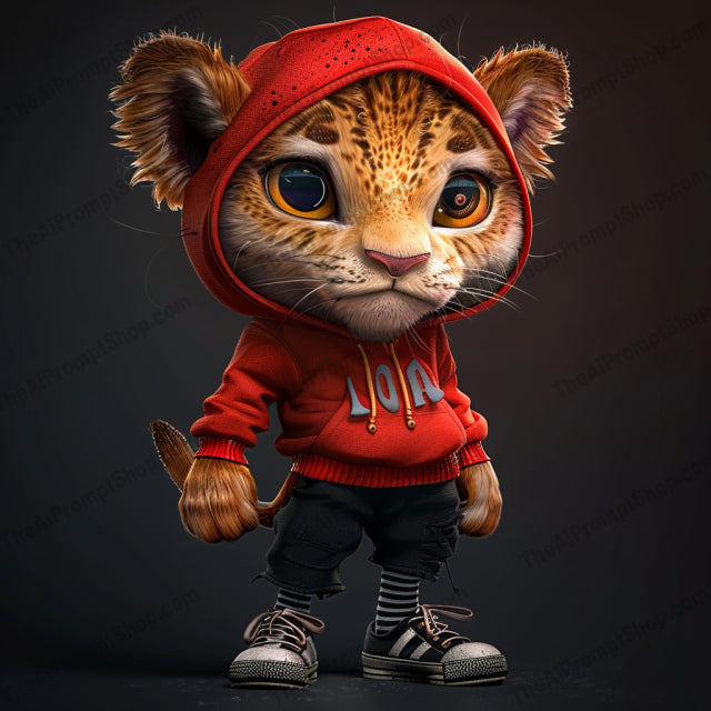 Anthropomorphic Animal Characters AI MidJourney Image Prompt, 9100 Animals, midjourney, anthropomorphic, animal character, urban style, streetwear, red hoodie, sneakers, modern fashion, fur texture, stylish design, character art, urban fashion, cartoon character, digital art, illustration, cool design, fashionable, trendy, modern, creative art, unique style, Midjourney, Ai, Ai Image Prompt, Image Prompt, Prompt