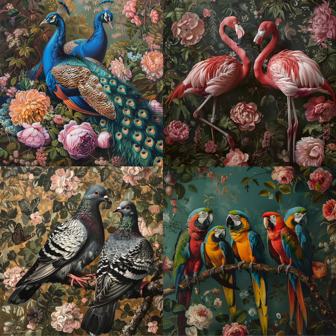 AI MidJourney Image Prompt, Vibrant Fauna Tapestry, 4765