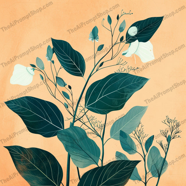 AI MidJourney Image Prompt, Tropical Botanica Illustration Series, 4492