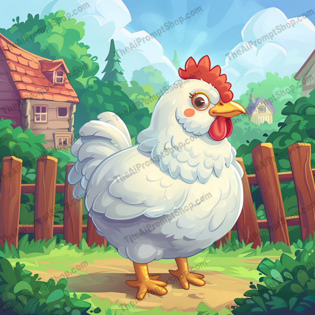 Farm Animal Illustration AI MidJourney Image Prompt, 9617 — A delightful illustration featuring a charming farm animal in a vibrant countryside setting — product preview image 3