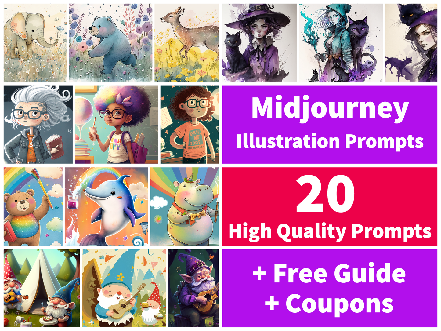 AI Midjourney Prompts for Storybook Illustrations - 20 Pack