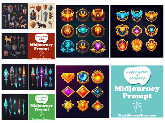 AI Midjourney Prompts for Game Assets - 20 Pack Prompt Bundle