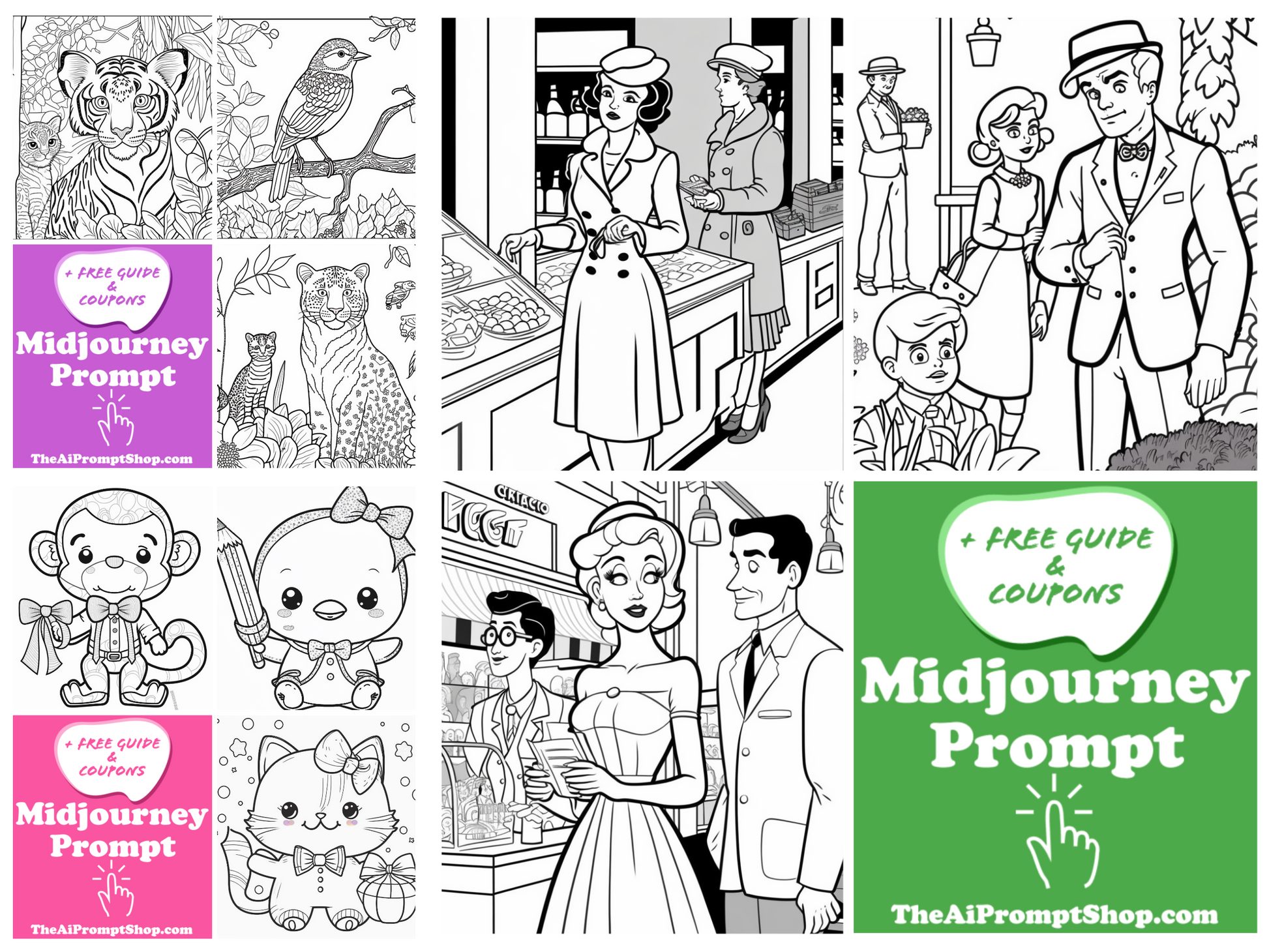 Midjourney Prompts for Coloring Books - AI Demos