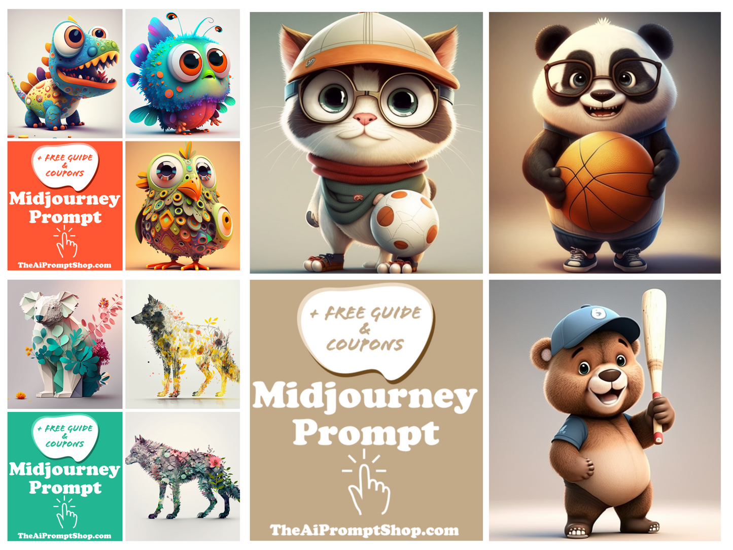 AI Midjourney Prompt for 20 Pack Animal Prompts