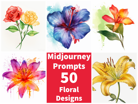 AI Midjourney Prompt for Floral Designs - 50 Pack
