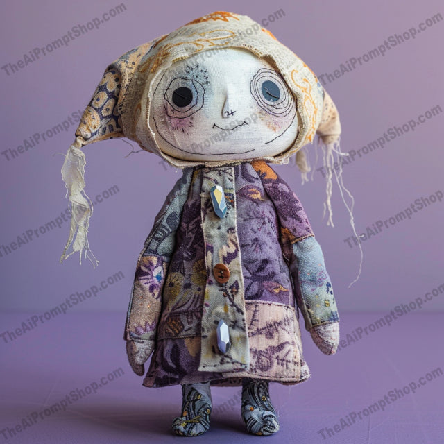 Whimsical Rag Doll Characters AI MidJourney Image Prompt, 8710 Character Art, midjourney, whimsical, rag dolls, vintage fabrics, stitched dolls, detailed costumes, quirky expressions, eerie aesthetic, character art, handmade dolls, unique style, vintage charm, patchwork, decorative dolls, collector's items, artistic dolls, creative designs, fabric art, fantasy characters, doll art, patterned fabrics, Midjourney, Ai, Ai Image Prompt, Image Prompt, Prompt