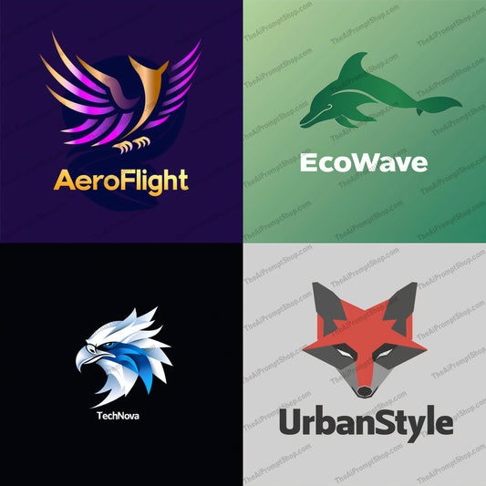 Stylized Animal Logos AI MidJourney Image Prompt, 9551 Logos, midjourney, animal logos, stylized logos, creative logos, modern logo design, geometric shapes, vibrant colors, brand logos, business logos, creative branding, logo inspiration, animal design, modern graphics, branding elements, unique logos, eagle logo, dolphin logo, fox logo, bird logo, logo ideas, innovative logos, Midjourney, Ai, Ai Image Prompt, Image Prompt, Prompt