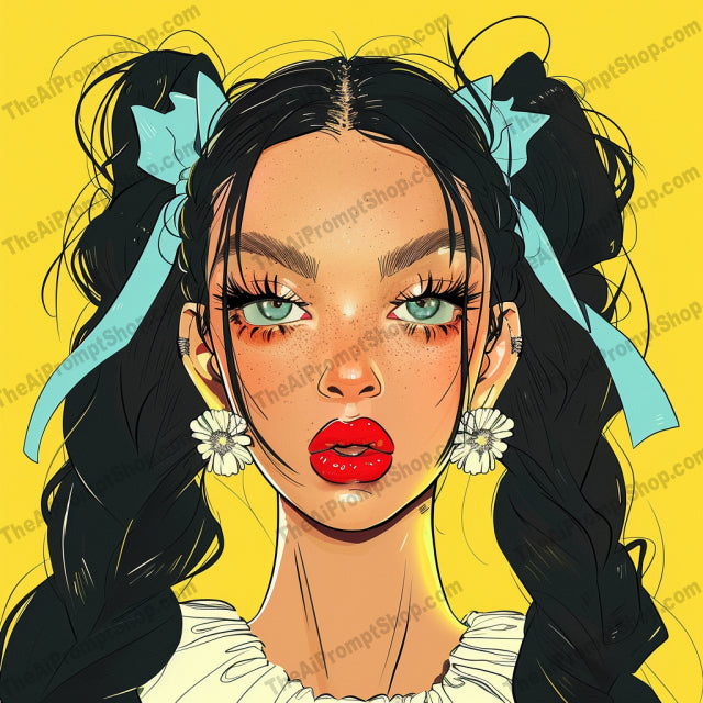 Stylish Hair Ribbon Portrait AI MidJourney Image Prompt, 8683 Clothing, Fashion & Accessories, midjourney, stylish, portrait, hair, ribbon, elegant, artistic, modern, sophisticated, colorful background, fashion, accessories, hair accessory, trendy, glamorous, eye-catching, graphic, design, illustration, contemporary, chic, Midjourney, Ai, Ai Image Prompt, Image Prompt, Prompt