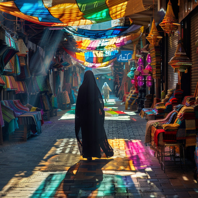 Market Street Silhouettes AI MidJourney Image Prompt, 8646Ai, Ai Image Prompt, alley, architecture, atmosphere, bustling, colorful, cultural, heritage, Image Prompt, light, Logos, market, merchants, midjourney, nostalgic, Prompt, shadows, silhouettes, street, sun rays, sunlit, traditional, vendors, vibrant, walkway