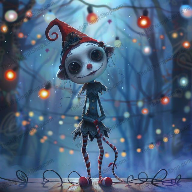 Whimsical Creepy Characters AI MidJourney Image Prompt, 9193 Scary & Horror, midjourney, whimsical, creepy, dark fantasy, eerie, charming, spooky, illustrations, characters, nightmare, artistic, black cat, rag doll, scarecrow, moonlit, candles, autumn leaves, enchanted, handmade, halloween, children's book, oddities, fantastical, surreal, Midjourney, Ai, Ai Image Prompt, Image Prompt, Prompt