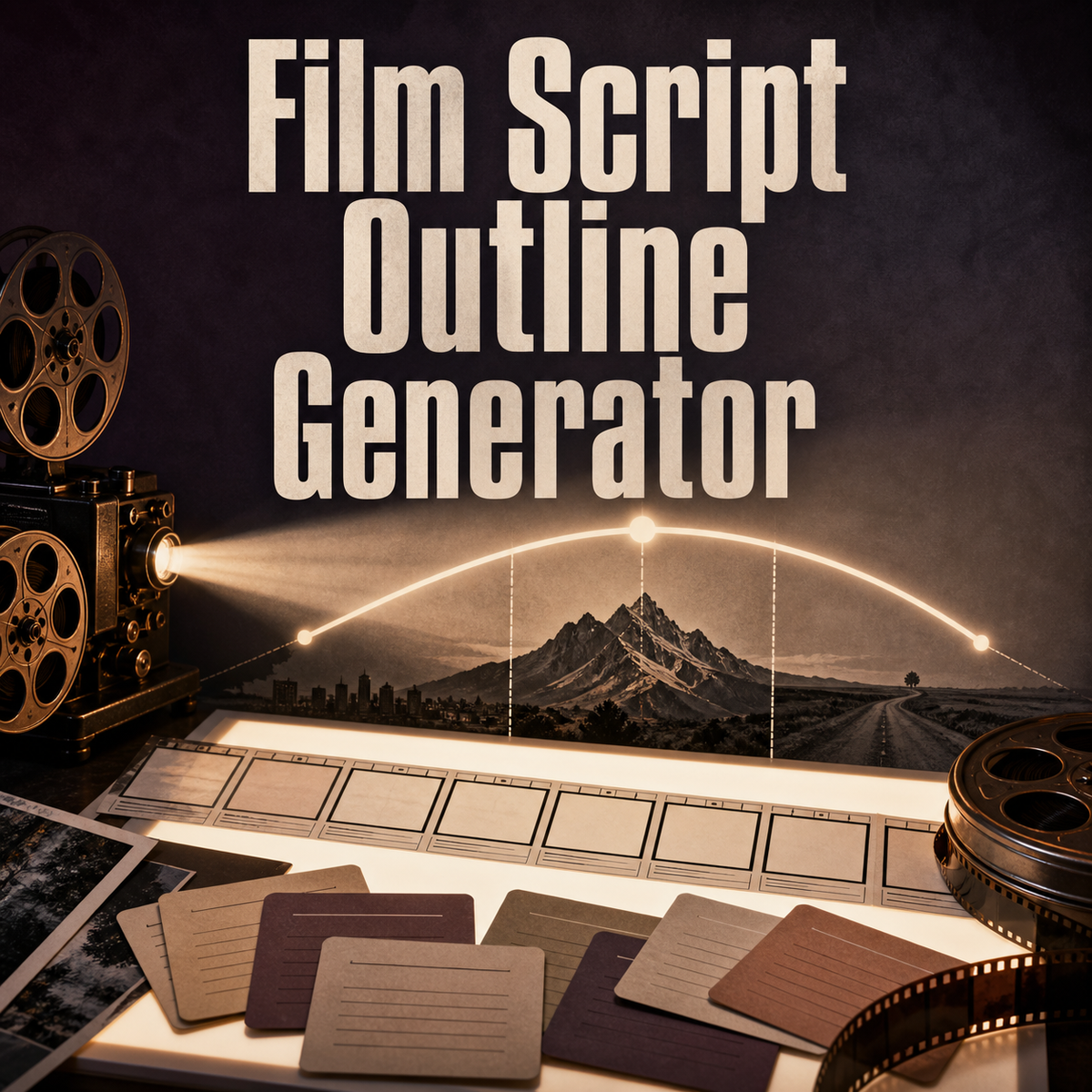 Film Script Outline Generator cover showing the generator theme