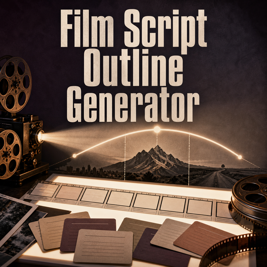 Film Script Outline Generator cover showing the generator theme