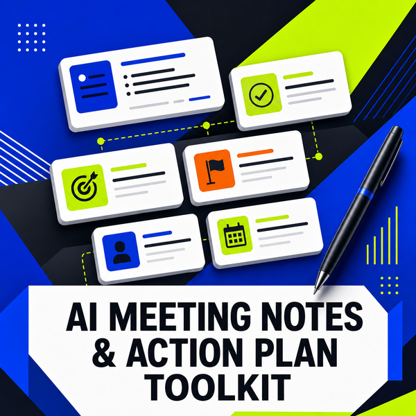 AI Meeting Notes & Action Plan Toolkit | AI Prompt Guide — Turn meeting notes into verified decisions, accountable actions, and a clear follow-through plan — cover image