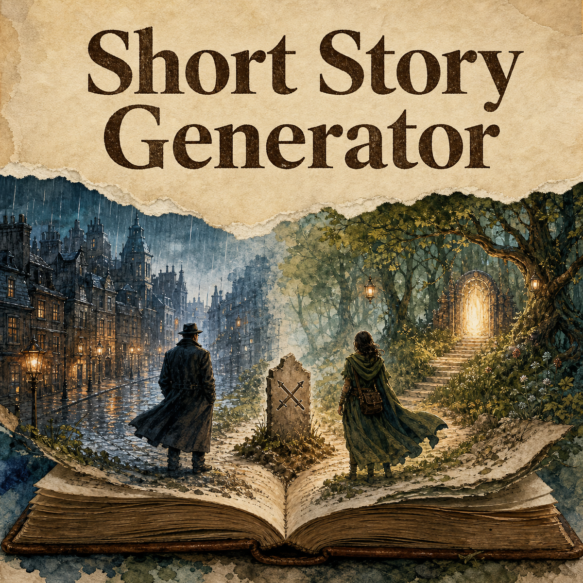 Short Story Generator cover showing the generator theme