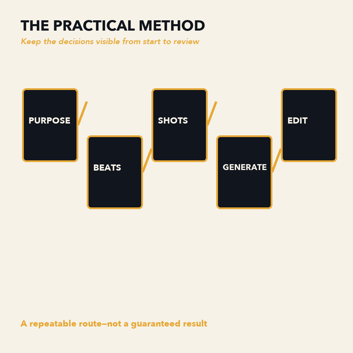 AI Video Creation Handbook purpose, beats, shots, generation, and editing method