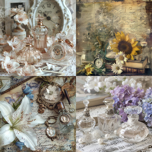 Vintage Floral Still Life Art AI MidJourney Image Prompt, 8084