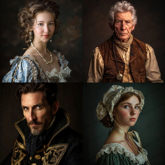 Vintage Portraits in Classical Costumes AI MidJourney Image Prompt, 8169