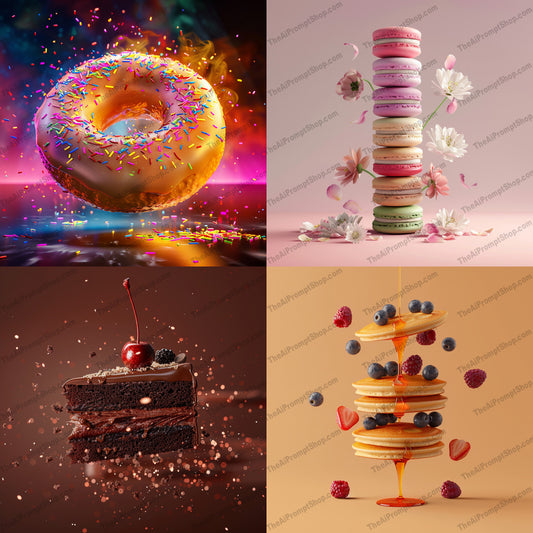 Colorful Artistic Dessert Illustration AI MidJourney Image Prompt, 8200