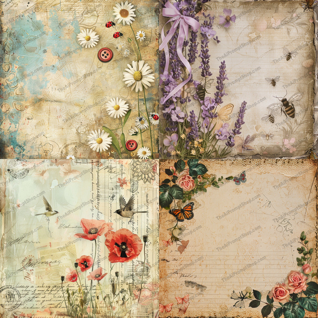 Vintage Floral Nature AI MidJourney Image Prompt, 8207