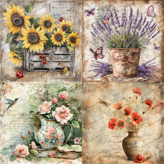 Vintage Floral Artwork AI MidJourney Image Prompt, 8239