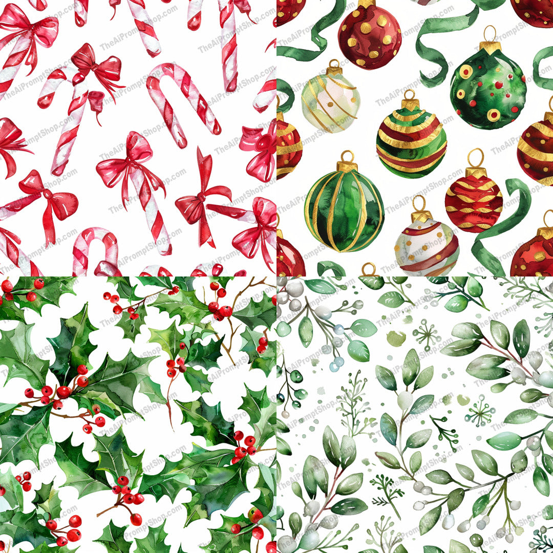 Watercolor Christmas Design AI MidJourney Image Prompt, 8394