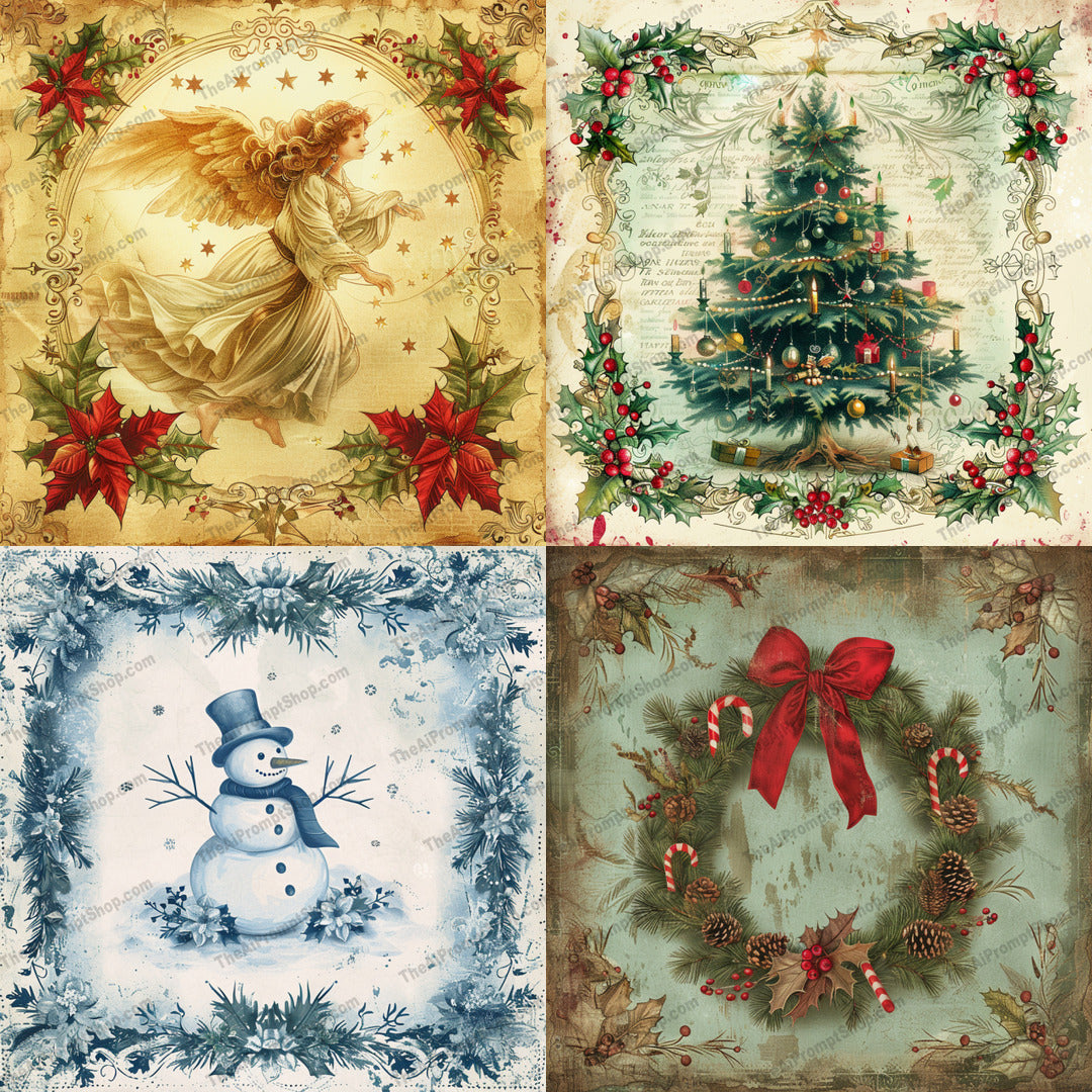 Vintage Christmas Artwork AI MidJourney Image Prompt, 8411