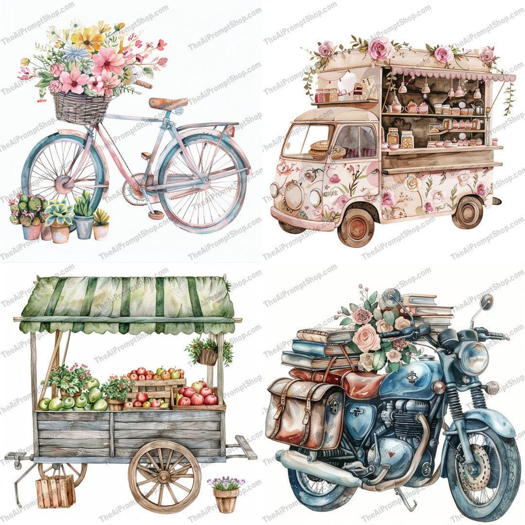 Vintage Boho Illustration AI MidJourney Image Prompt, 8455