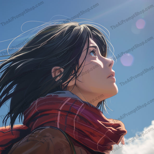 Anime Character in Sky AI MidJourney Image Prompt, 9236 Anime, midjourney, anime, character, sky, wind, freedom, dynamic, uplifting, animation, bright, blue, expansive, aspiration, flowing hair, art, style, clouds, hopeful, inspirational, visual, manga, Midjourney, Ai, Ai Image Prompt, Image Prompt, Prompt