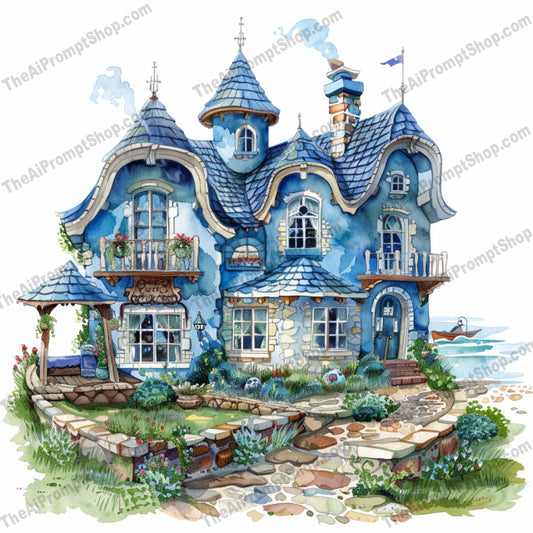 Whimsical Fairy Tale Houses AI MidJourney Image Prompt, 9653 Fantasy, midjourney, whimsical, fairy tale, house, illustration, storybook, magical, enchanted, fantasy, architecture, flowers, greenery, charming, detailed, art, fantastical, dreamlike, imaginative, creative, lush, vibrant, Midjourney, Ai, Ai Image Prompt, Image Prompt, Prompt