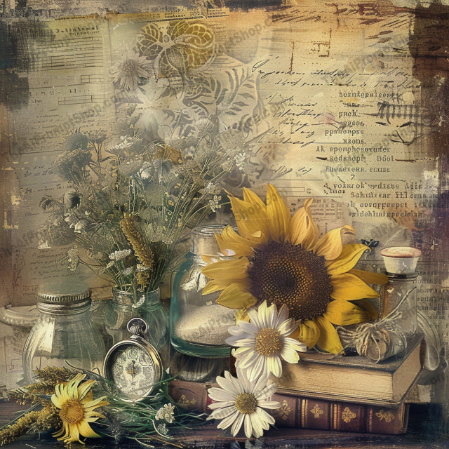 Vintage Floral Still Life Art AI MidJourney Image Prompt, 8084