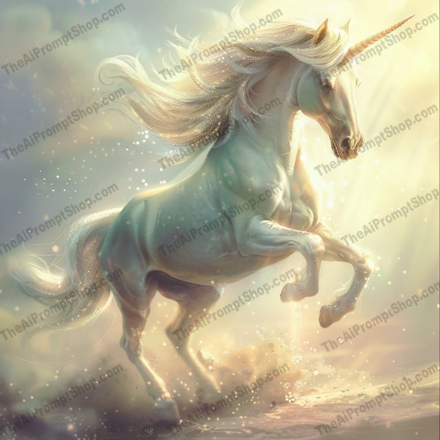 Fantasy Creatures and Dreamy Scenes AI MidJourney Image Prompt, 9623 — A stunning and ethereal artwork showcasing a dragon, a graceful unicorn, an elegant peacock, and a… — product preview image 4