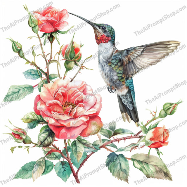 Colorful Hummingbirds and Flowers AI MidJourney Image Prompt, 9070 Animals, midjourney, hummingbird, flowers, nature, illustration, vibrant colors, delicate beauty, botanical, tropical, wildlife, natural scenery, bird, floral arrangement, bloom, garden, spring, summer, colorful, elegant, intricate details, artwork, Midjourney, Ai, Ai Image Prompt, Image Prompt, Prompt