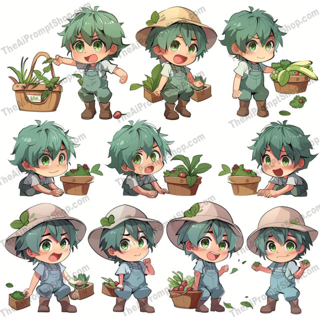 Chibi Character Illustrations AI MidJourney Image Prompt, 9423 Anime, midjourney, chibi, cute, character, illustration, adorable, art, painting, gardening, music, scientist, emotions, outfits, colorful, fun, creative, anime-style, kawaii, children, activities, expressive, Midjourney, Ai, Ai Image Prompt, Image Prompt, Prompt