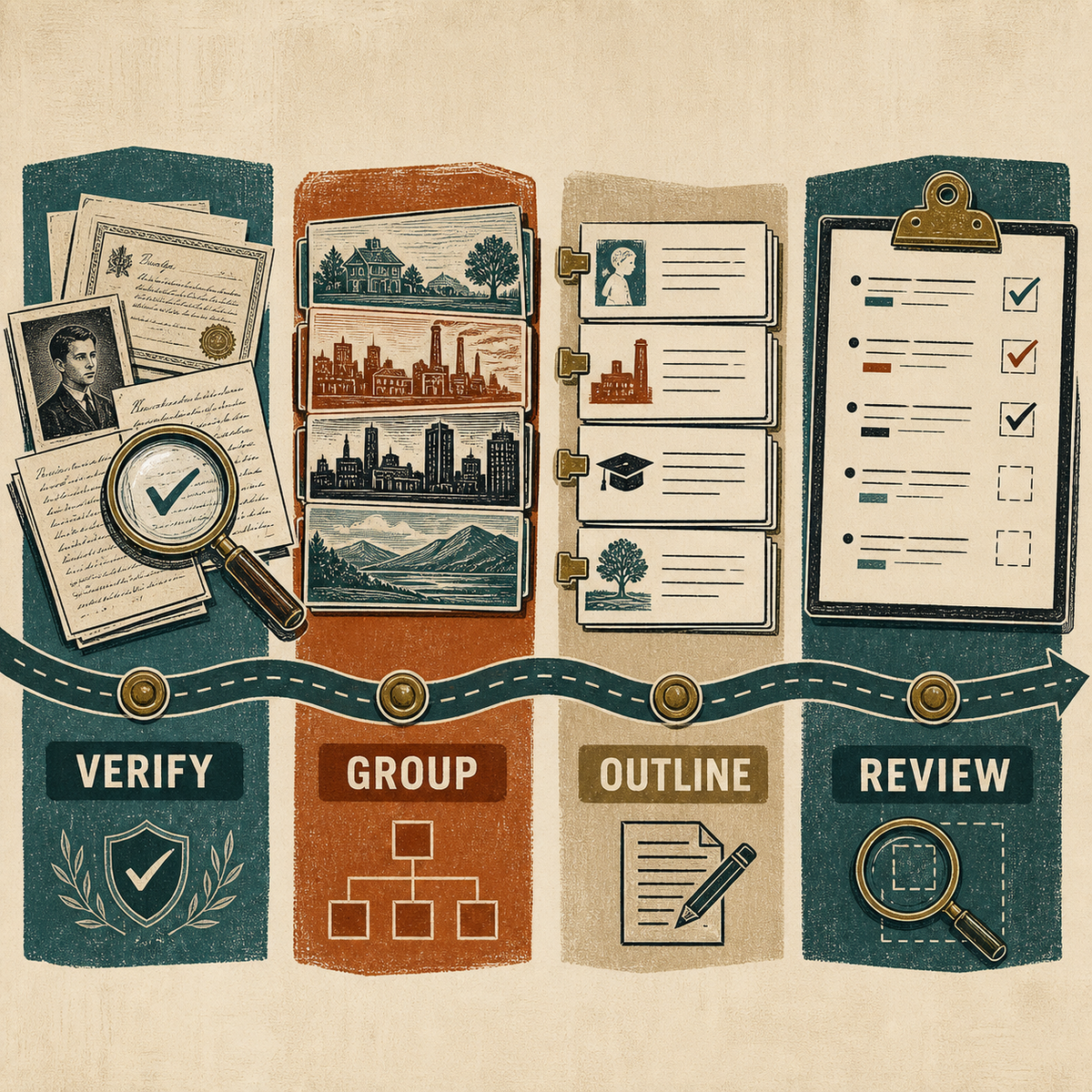 Biography Outline Generator method for gathering, drafting, and reviewing the result